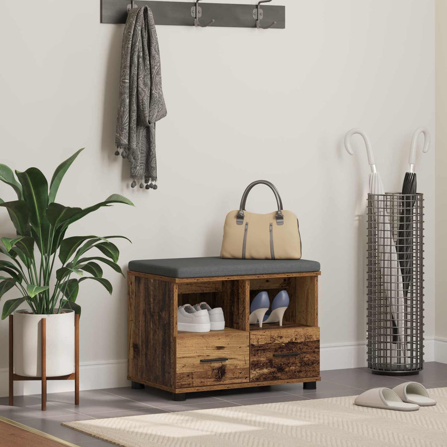 Halbank Oudhout 60 x 38 x 46 cm Spaanplaat en Bekledingsstof