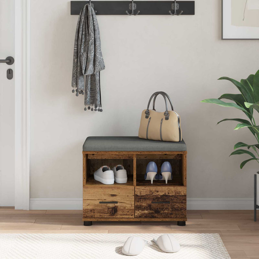 Halbank Oudhout 60 x 38 x 46 cm Spaanplaat en Bekledingsstof
