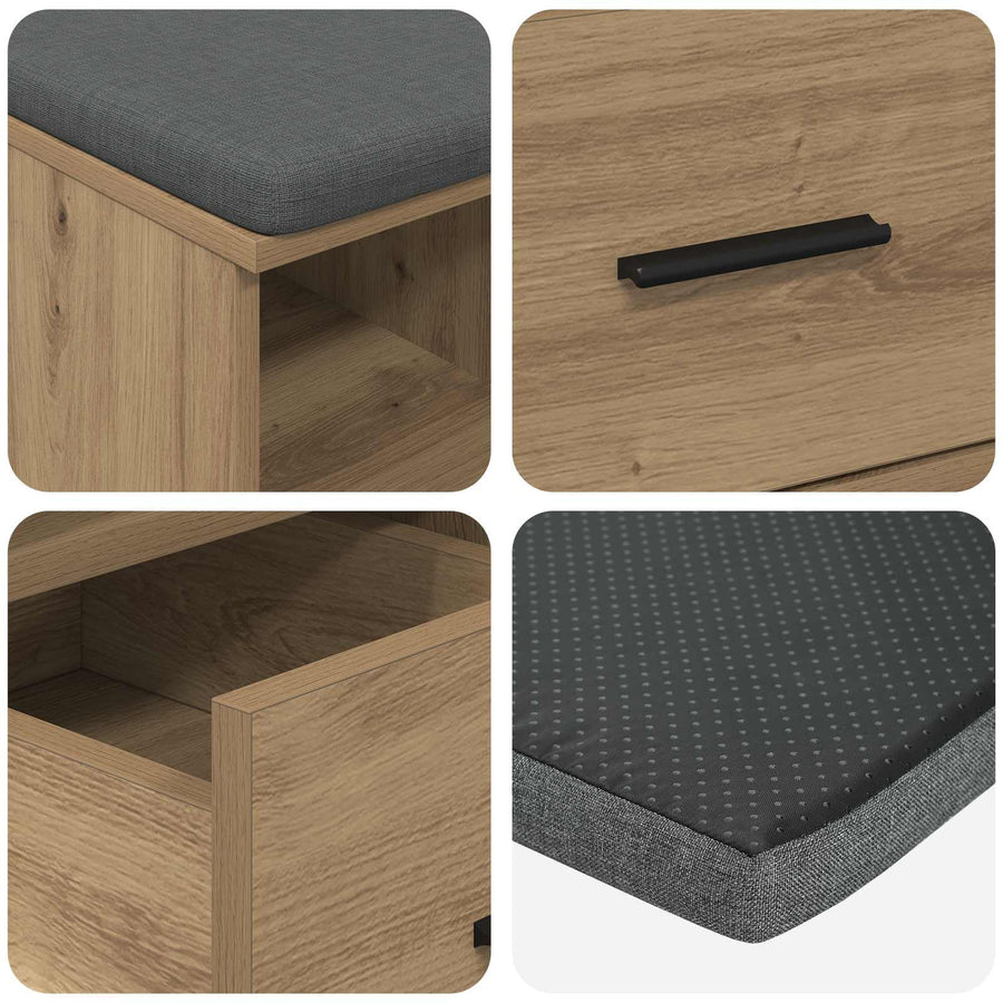 Halbank met kussen met lade Artisan Eiken 60 x 38 x 46 cm