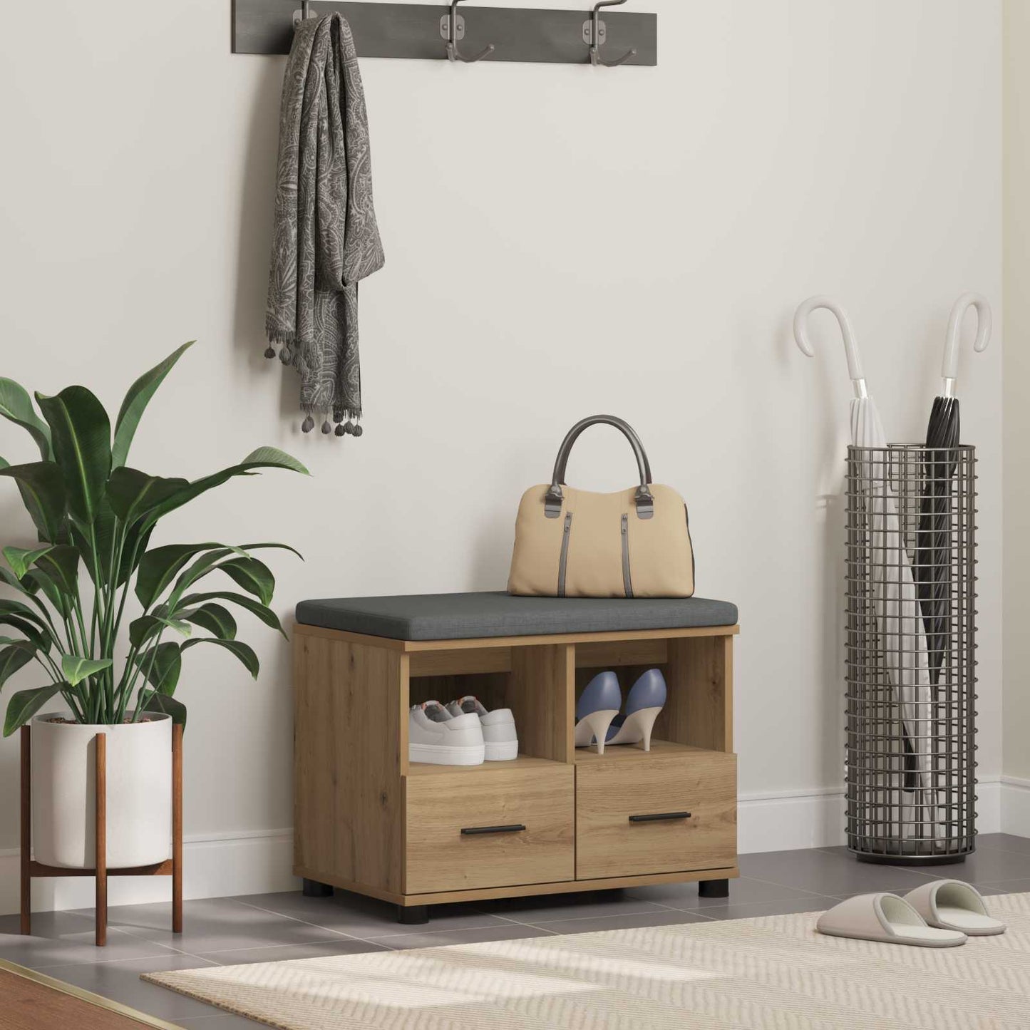 Halbank met kussen met lade Artisan Eiken 60 x 38 x 46 cm