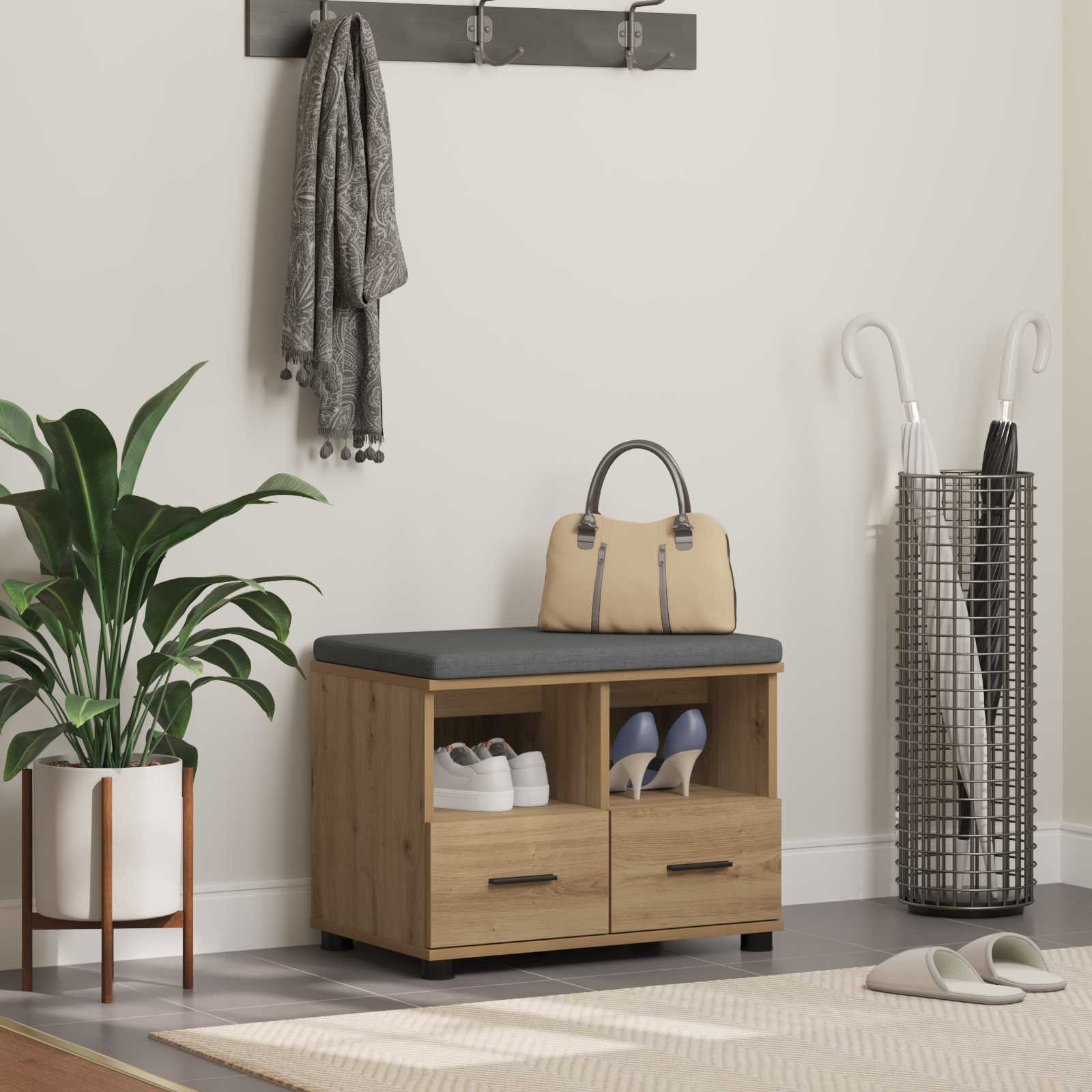 Halbank met kussen met lade Artisan Eiken 60 x 38 x 46 cm