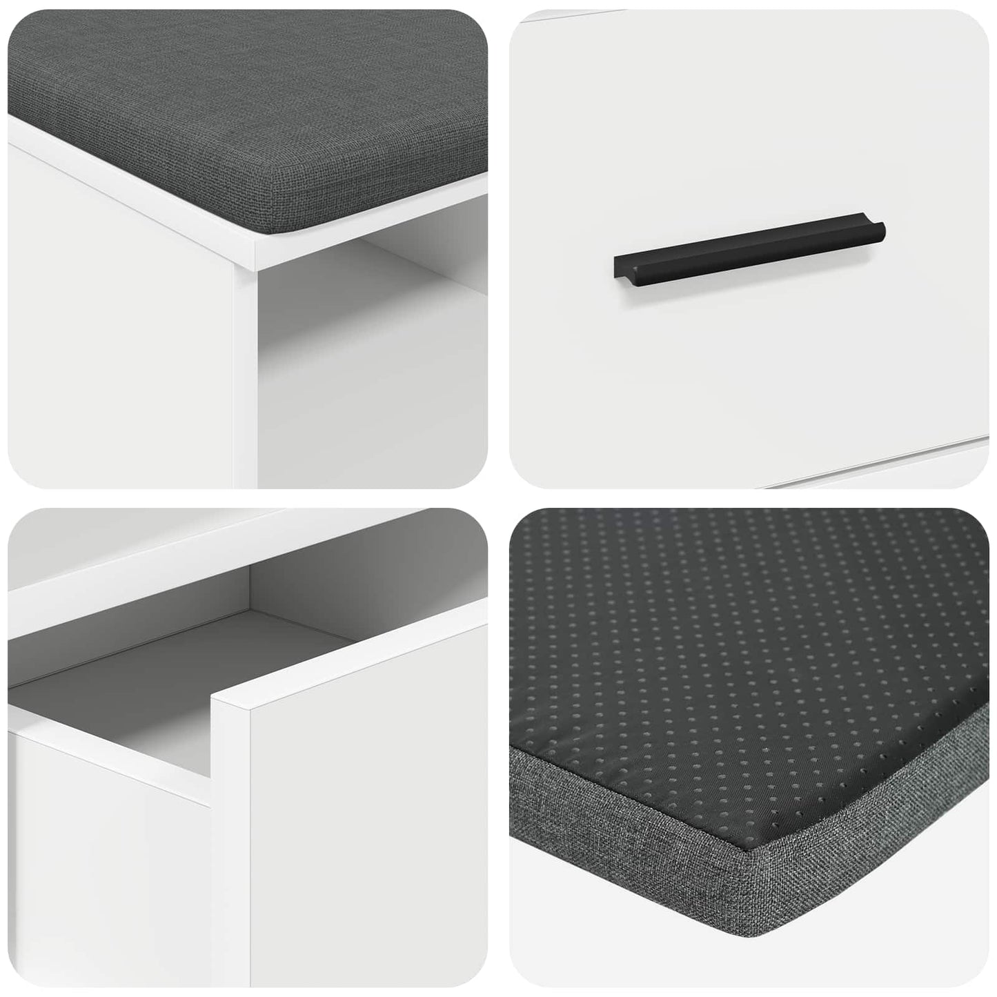 Halbank Wit 80 x 38 x 46 cm Spaanplaat en Bekledingsstof