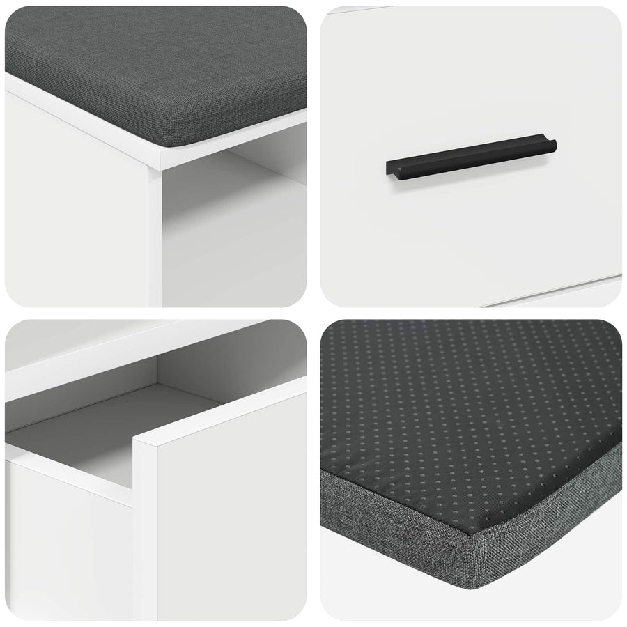 Halbank Wit 80 x 38 x 46 cm Spaanplaat en Bekledingsstof