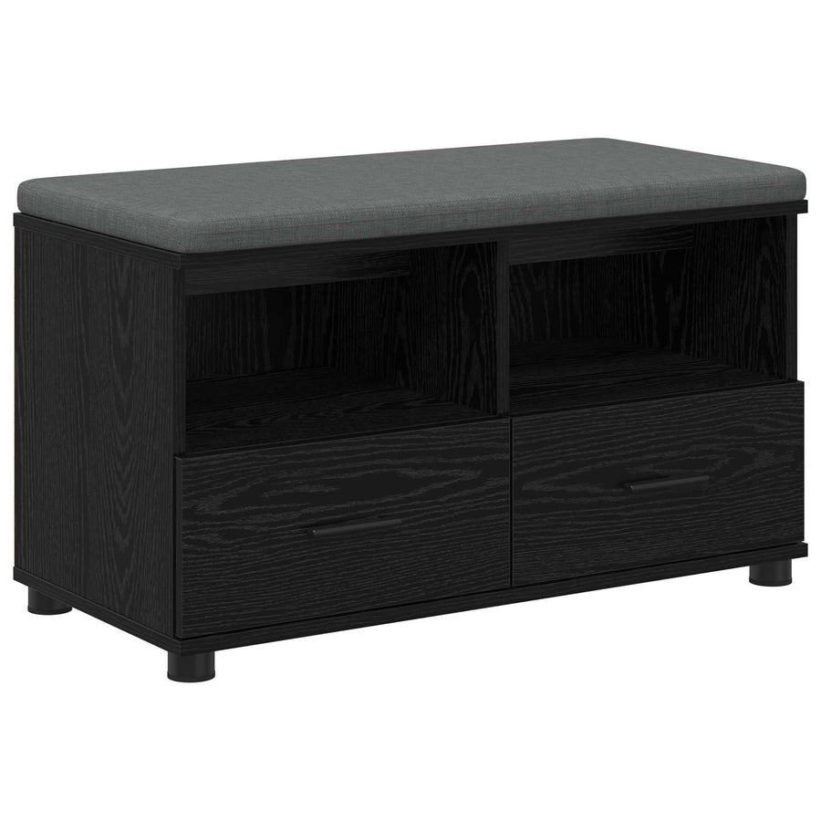 Halbank met kussen met lade Zwart Eiken 80 x 38 x 46 cm