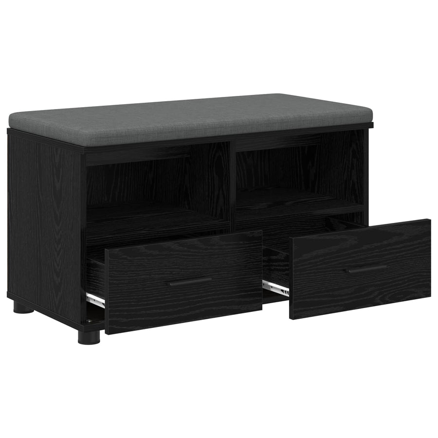 Halbank met kussen met lade Zwart Eiken 80 x 38 x 46 cm