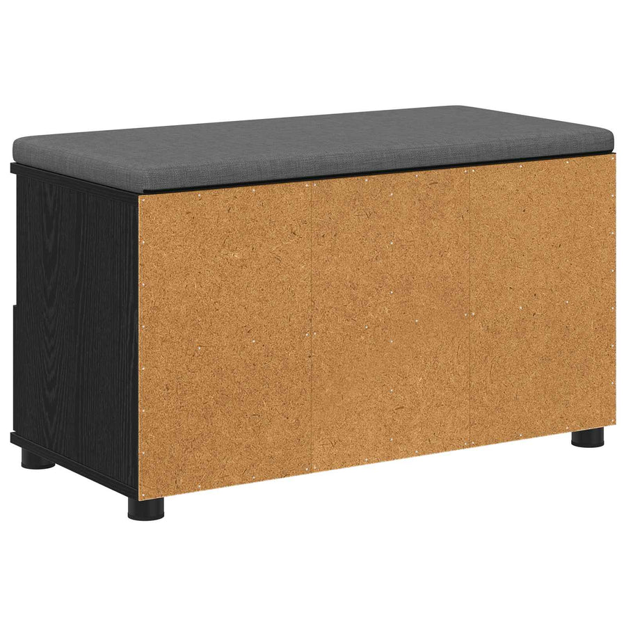 Halbank met kussen met lade Zwart Eiken 80 x 38 x 46 cm