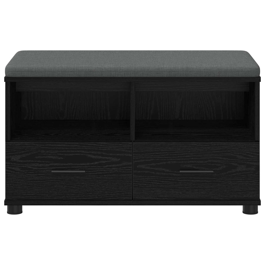 Halbank met kussen met lade Zwart Eiken 80 x 38 x 46 cm