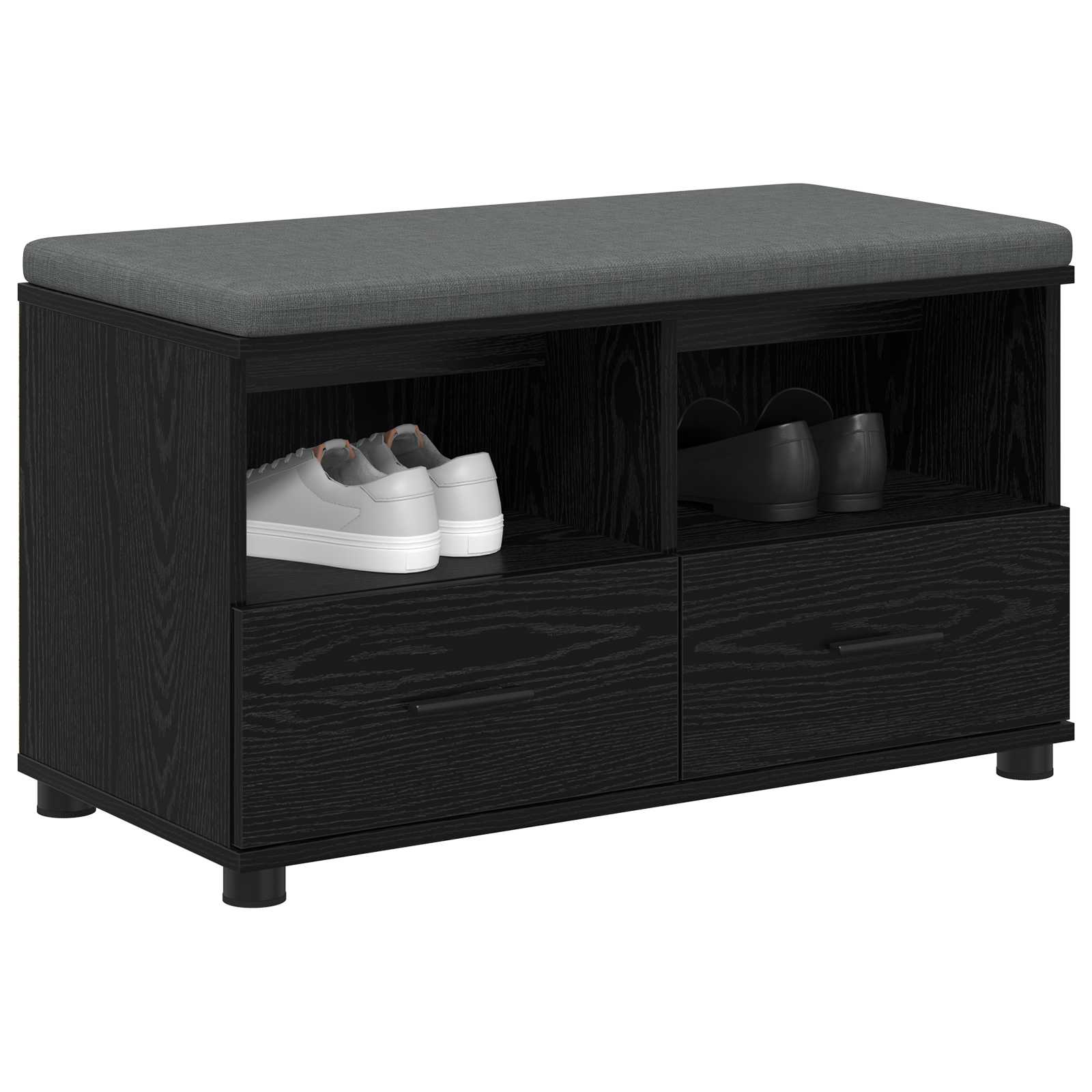 Halbank met kussen met lade Zwart Eiken 80 x 38 x 46 cm