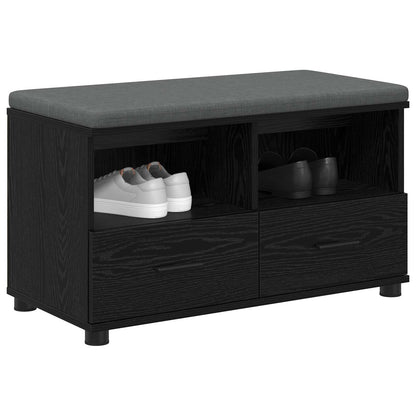 Halbank met kussen met lade Zwart Eiken 80 x 38 x 46 cm