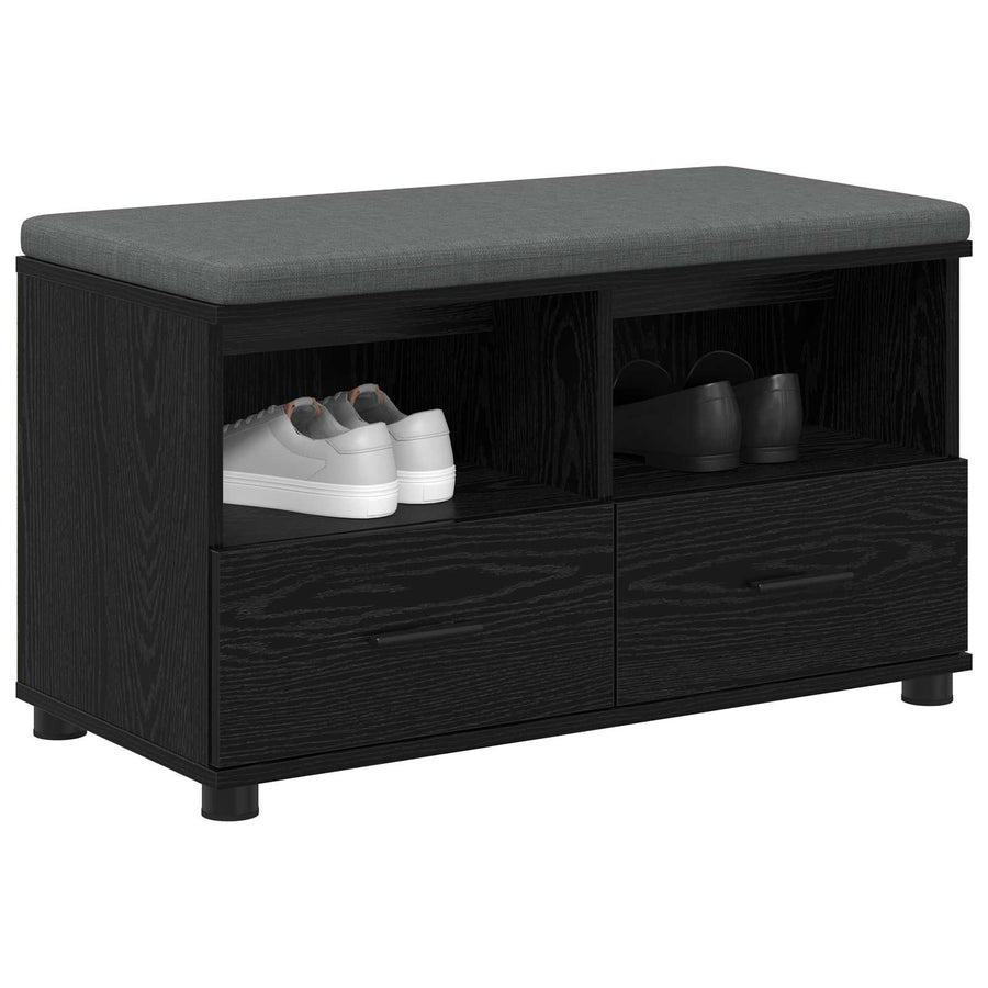 Halbank met kussen met lade Zwart Eiken 80 x 38 x 46 cm