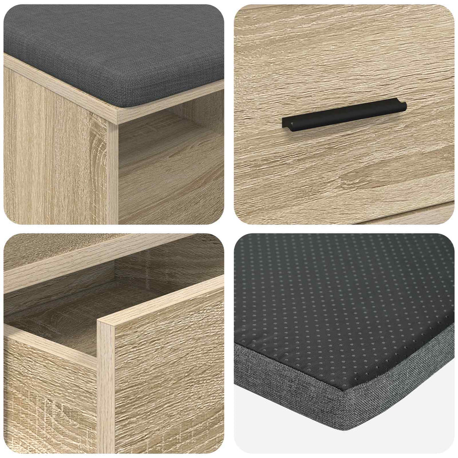 Halbank met kussen met lade Sonoma Eiken 80 x 38 x 46 cm