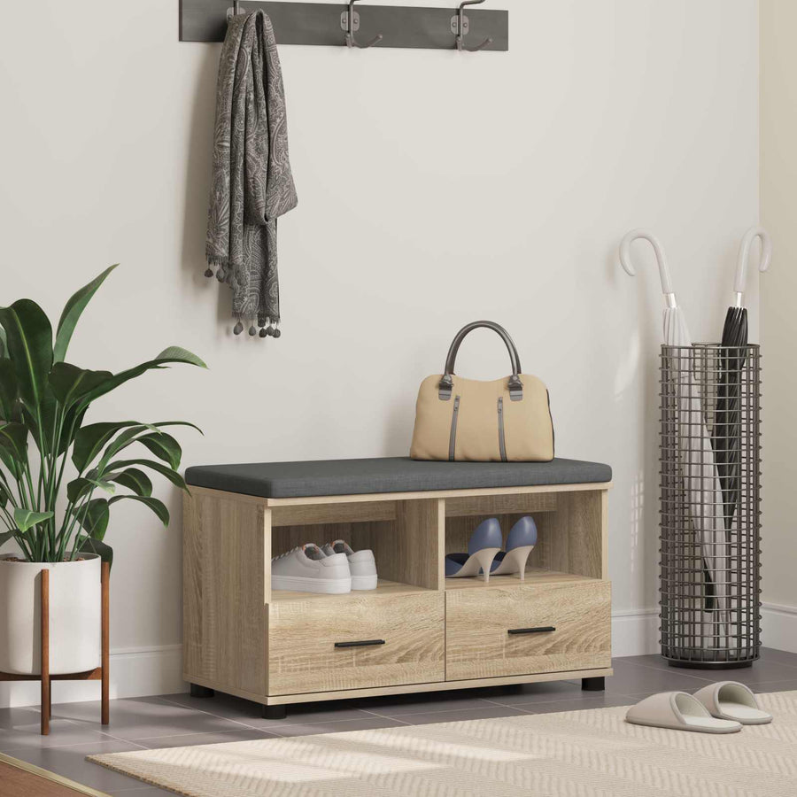 Halbank met kussen met lade Sonoma Eiken 80 x 38 x 46 cm