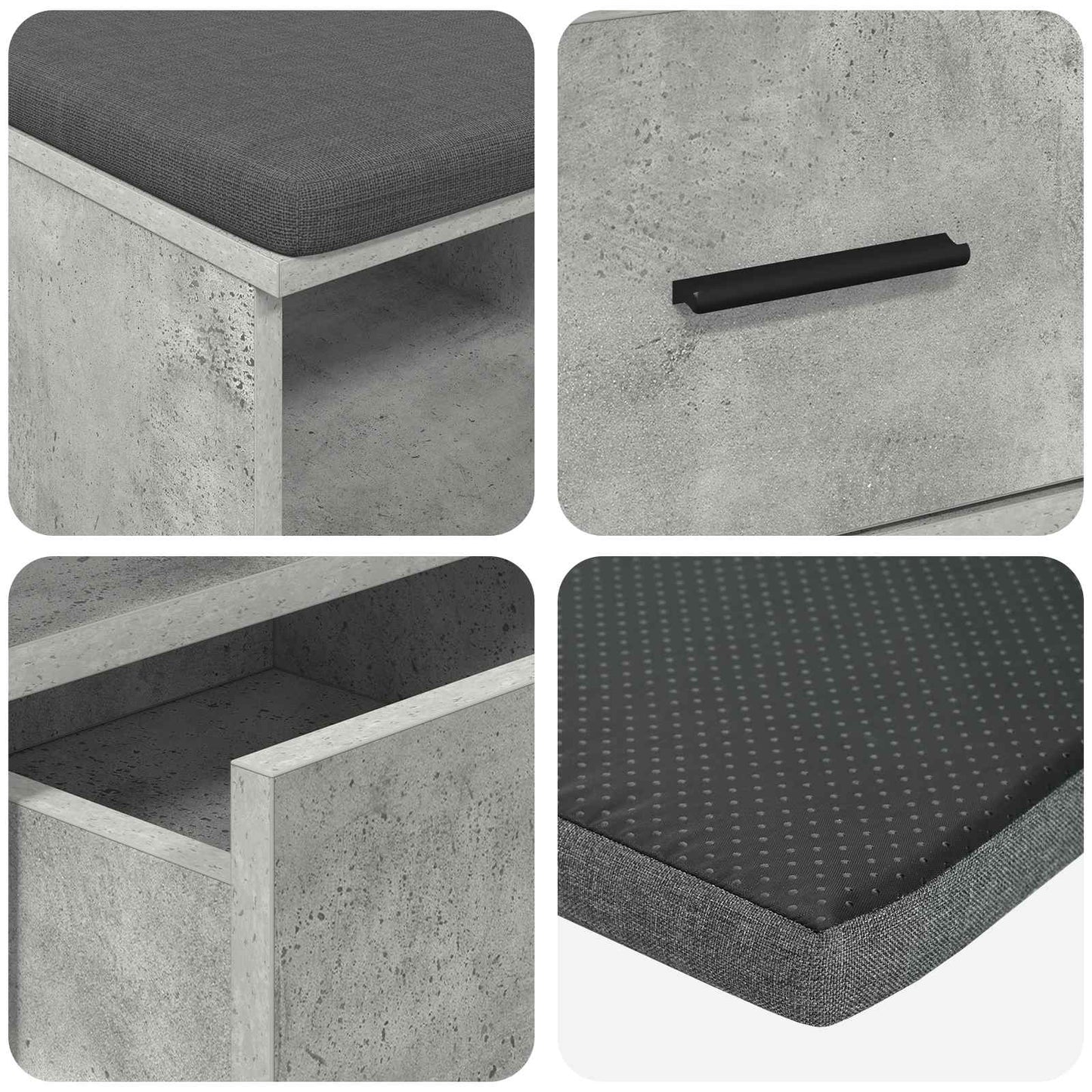 Halbank met kussen met lade Beton Grijs 80 x 38 x 46 cm
