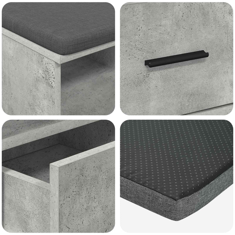 Halbank met kussen met lade Beton Grijs 80 x 38 x 46 cm