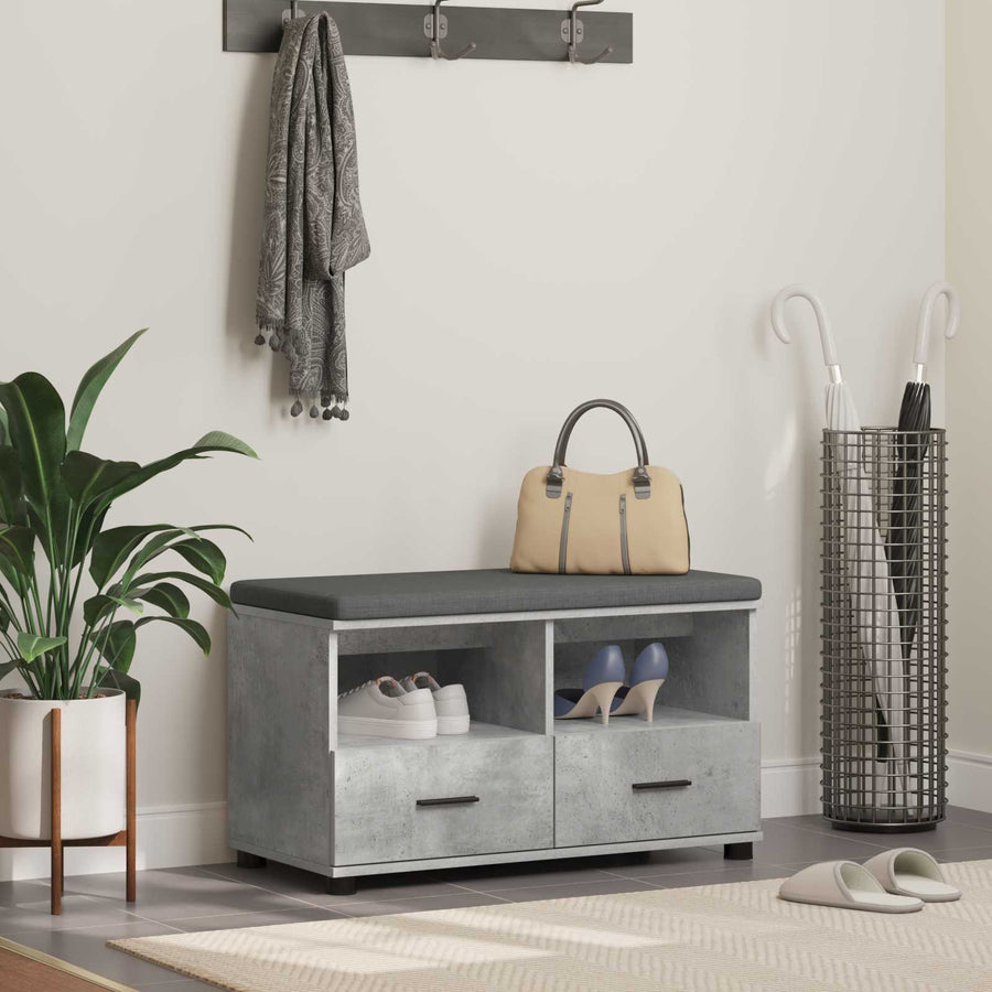 Halbank met kussen met lade Beton Grijs 80 x 38 x 46 cm
