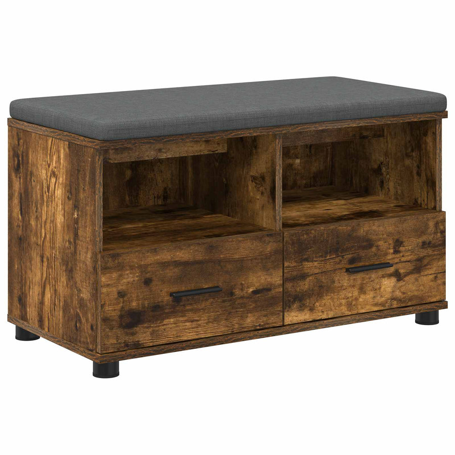 Halbank met kussen met lade Gerookt eiken 80 x 38 x 46 cm