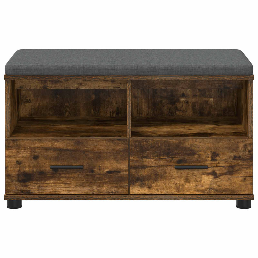 Halbank met kussen met lade Gerookt eiken 80 x 38 x 46 cm