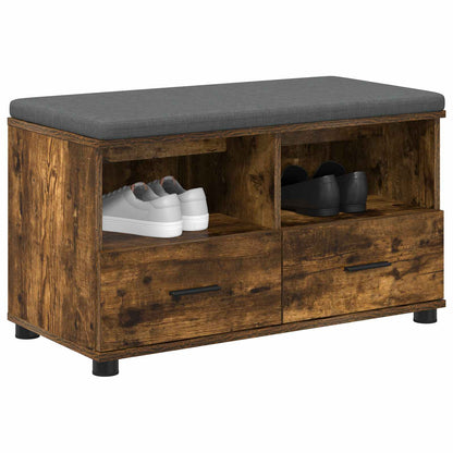 Halbank met kussen met lade Gerookt eiken 80 x 38 x 46 cm