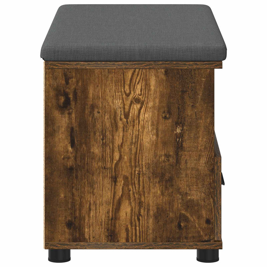 Halbank met kussen met lade Gerookt eiken 80 x 38 x 46 cm