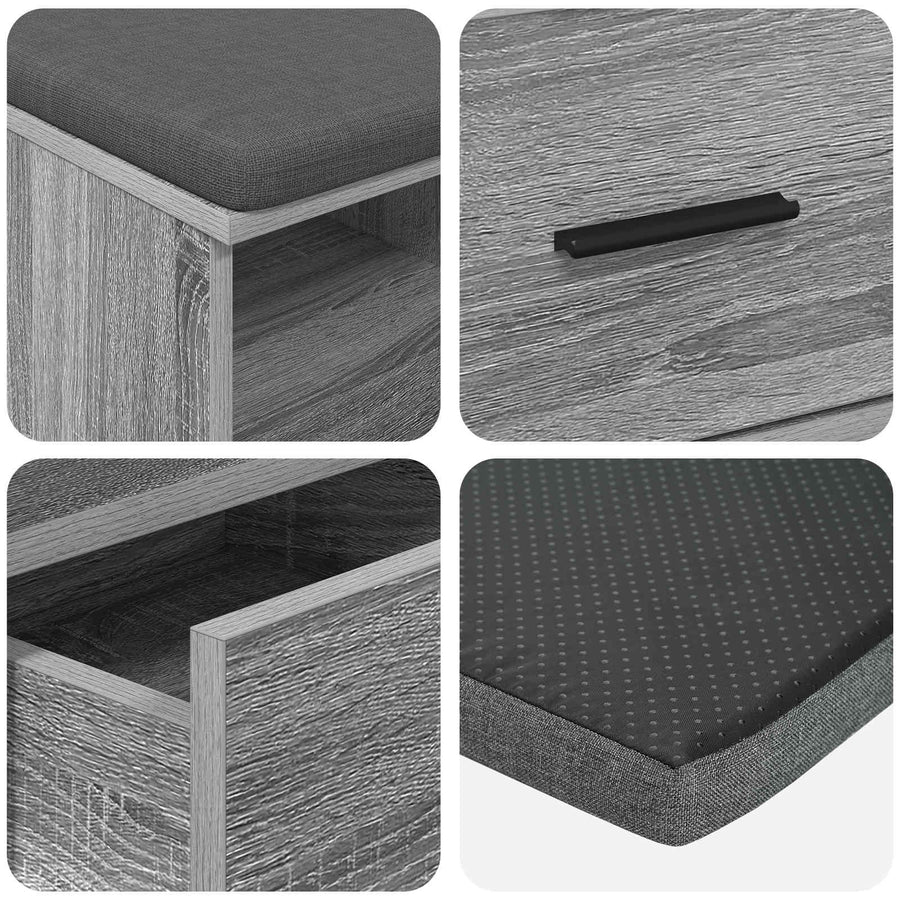 Halbank met kussen met lade Grijs Sonoma 80 x 38 x 46 cm