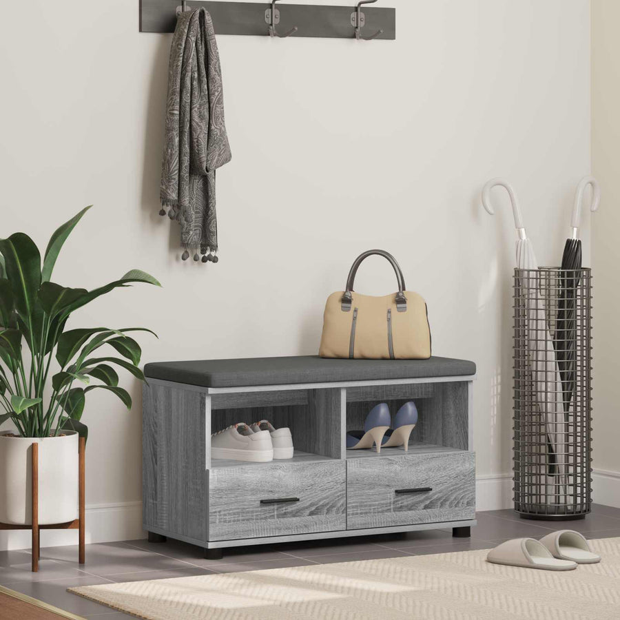 Halbank met kussen met lade Grijs Sonoma 80 x 38 x 46 cm