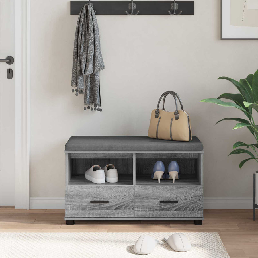 Halbank met kussen met lade Grijs Sonoma 80 x 38 x 46 cm