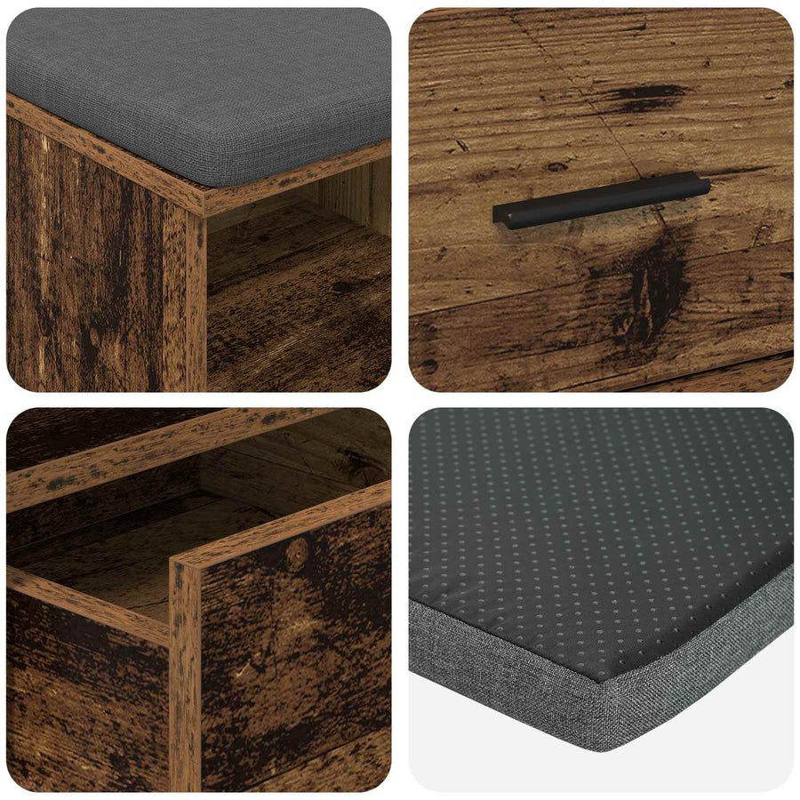 Halbank Oudhout 80 x 38 x 46 cm Spaanplaat en Bekledingsstof