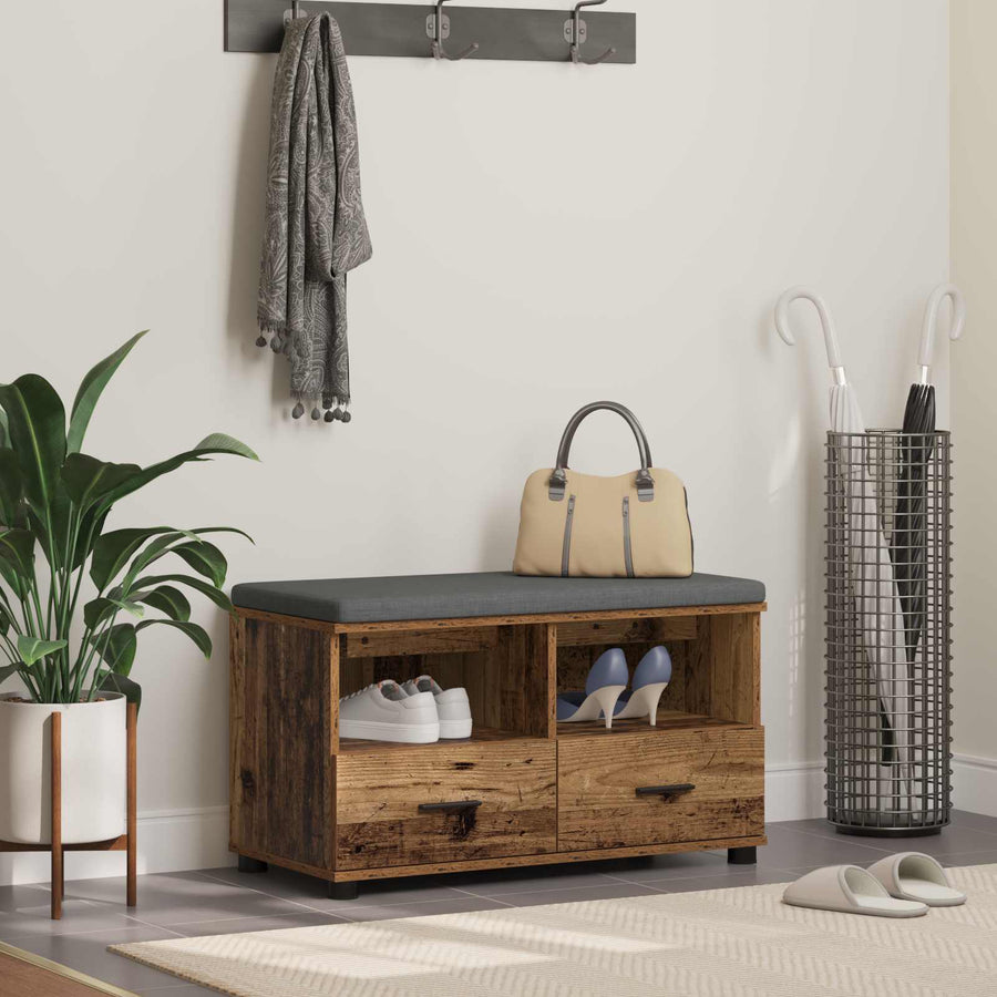 Halbank Oudhout 80 x 38 x 46 cm Spaanplaat en Bekledingsstof