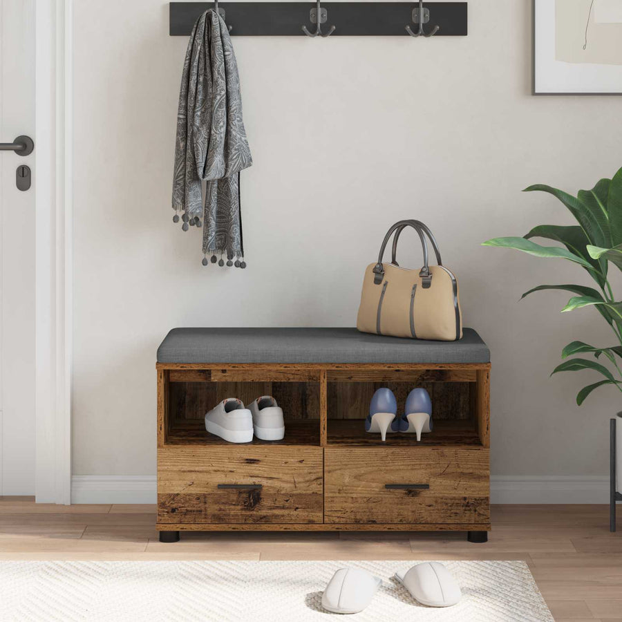 Halbank Oudhout 80 x 38 x 46 cm Spaanplaat en Bekledingsstof
