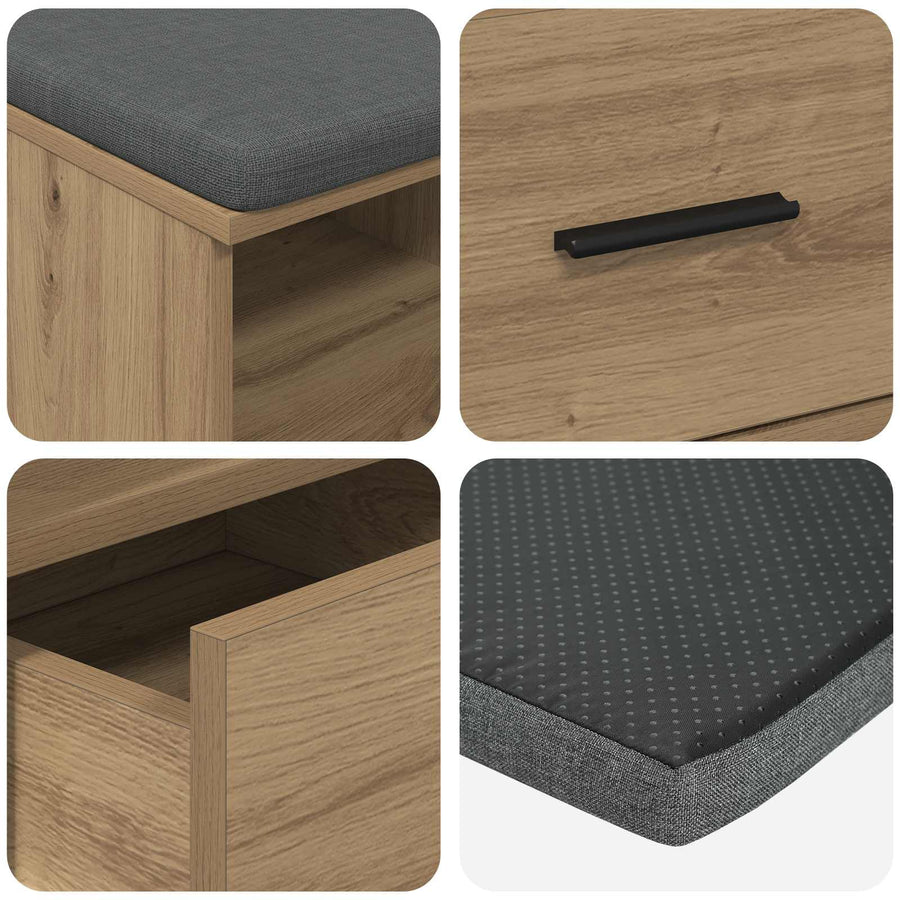 Halbank met kussen met lade Artisan Eiken 80 x 38 x 46 cm
