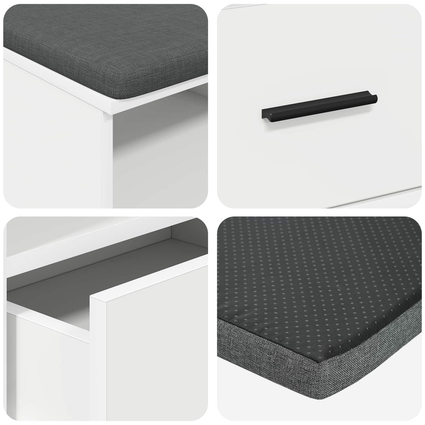 Halbank Wit 100 x 38 x 46 cm Spaanplaat en Bekledingsstof
