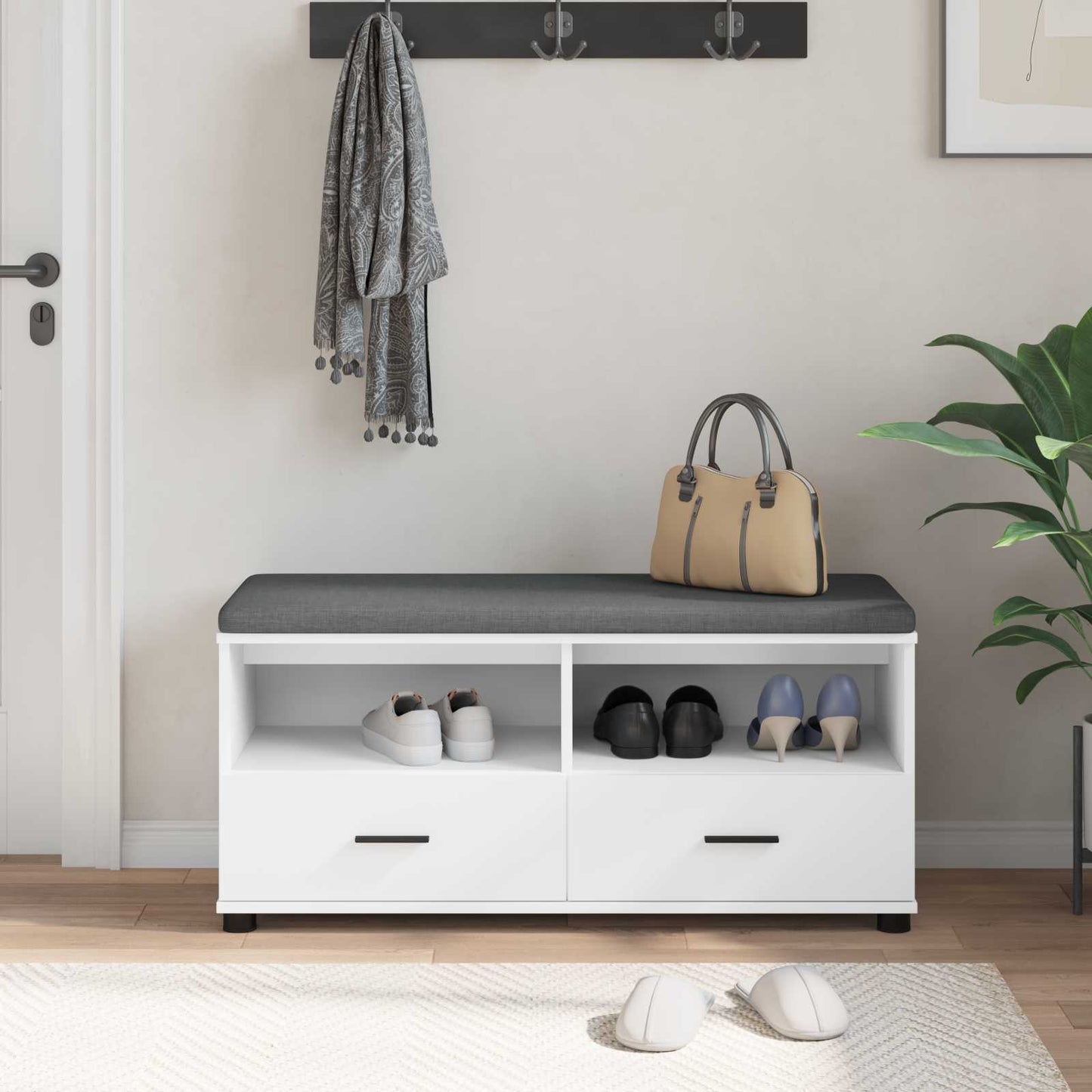 Halbank Wit 100 x 38 x 46 cm Spaanplaat en Bekledingsstof