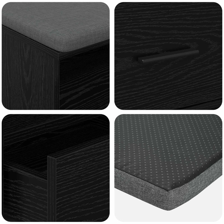 Halbank met kussen met lade Zwart Eiken 100 x 38 x 46 cm