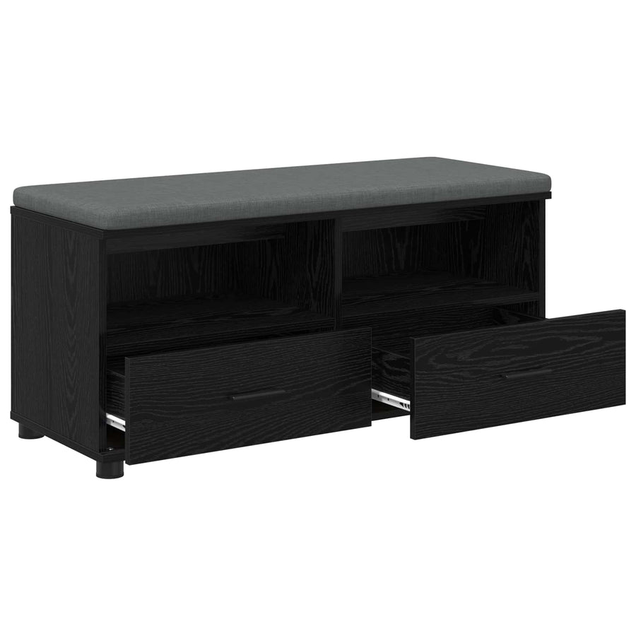 Halbank met kussen met lade Zwart Eiken 100 x 38 x 46 cm