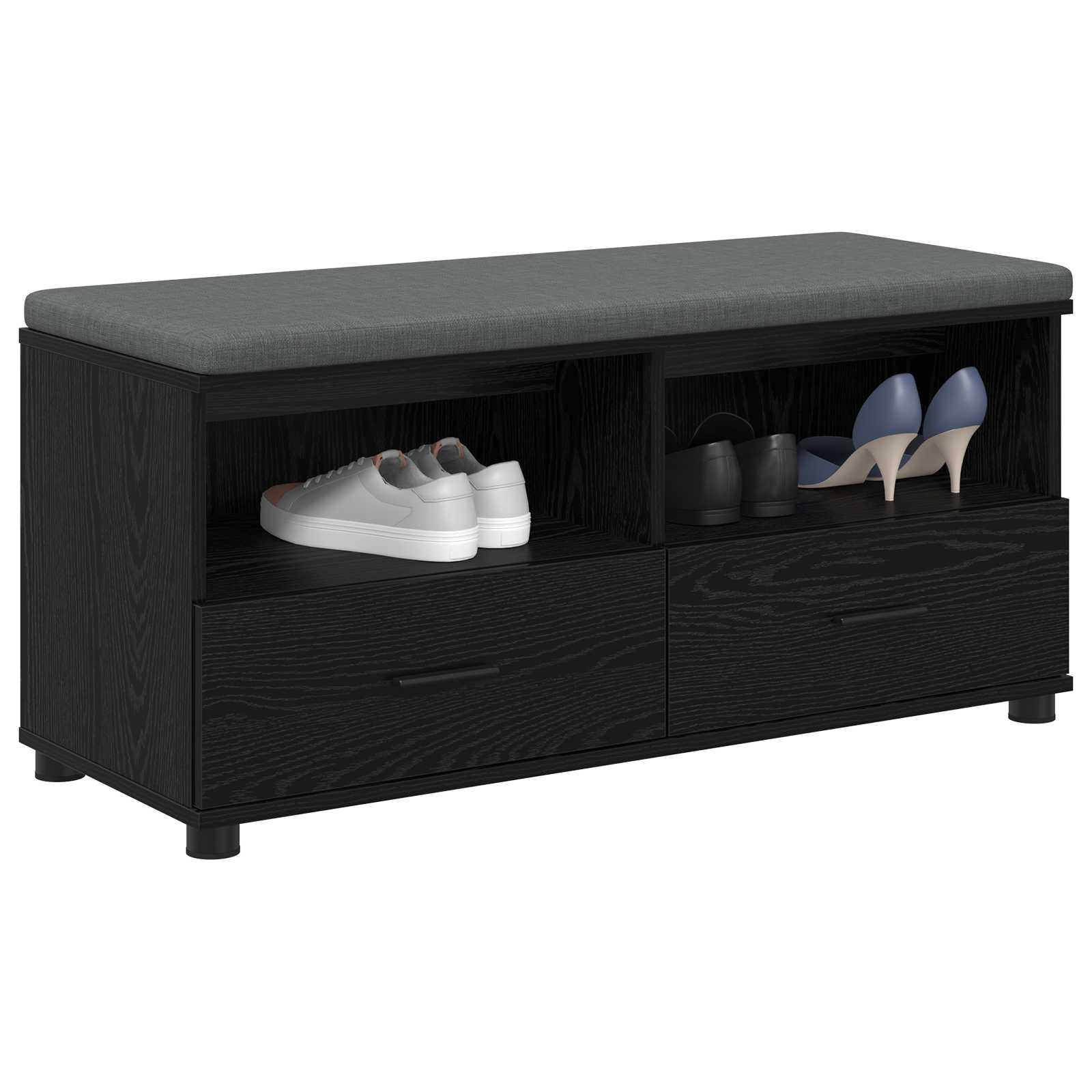 Halbank met kussen met lade Zwart Eiken 100 x 38 x 46 cm