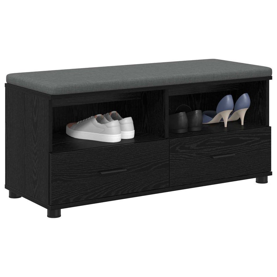 Halbank met kussen met lade Zwart Eiken 100 x 38 x 46 cm