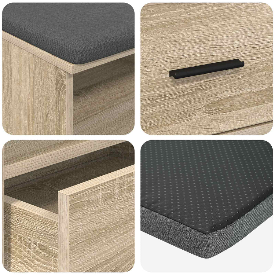 Halbank met kussen met lade Sonoma Eiken 100 x 38 x 46 cm
