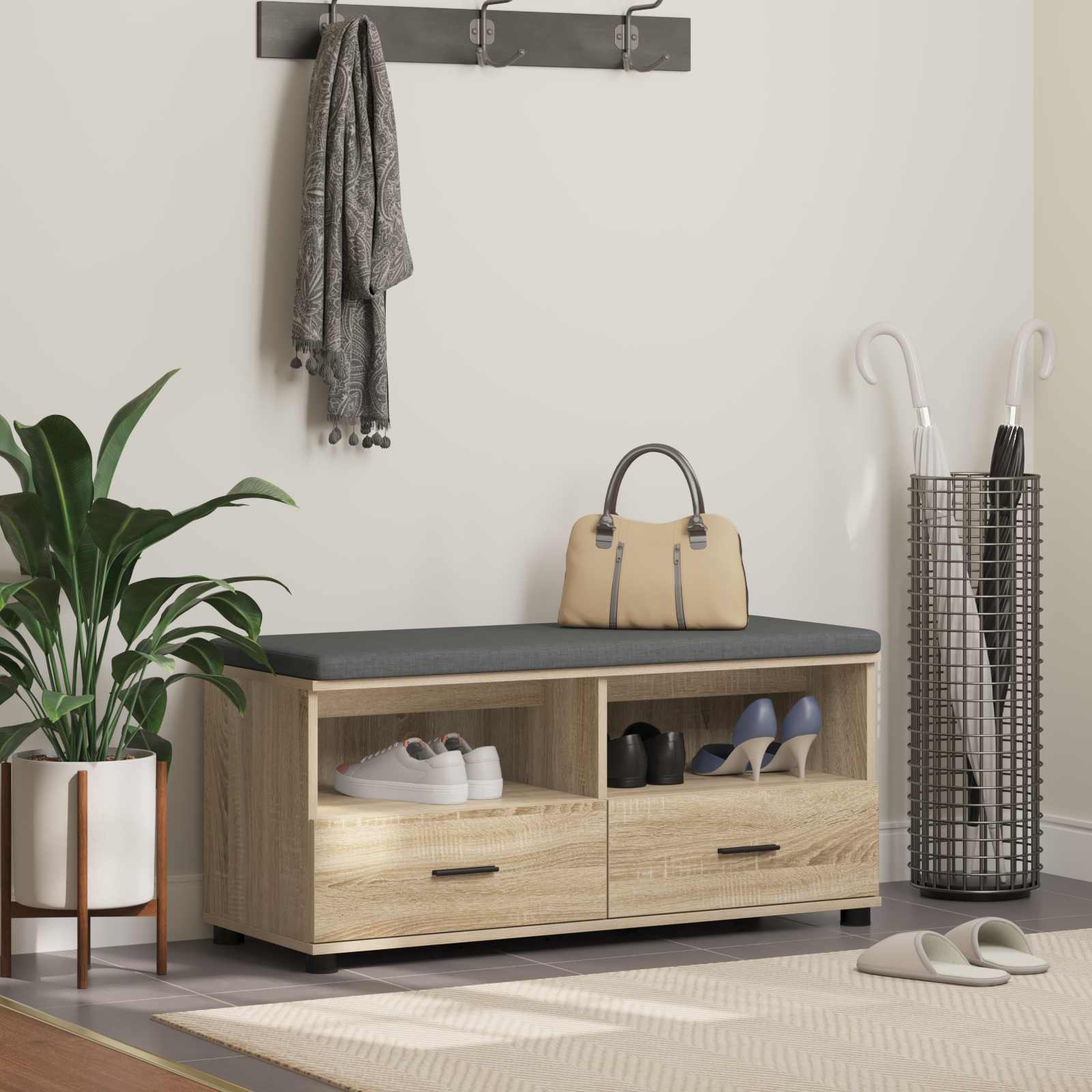 Halbank met kussen met lade Sonoma Eiken 100 x 38 x 46 cm