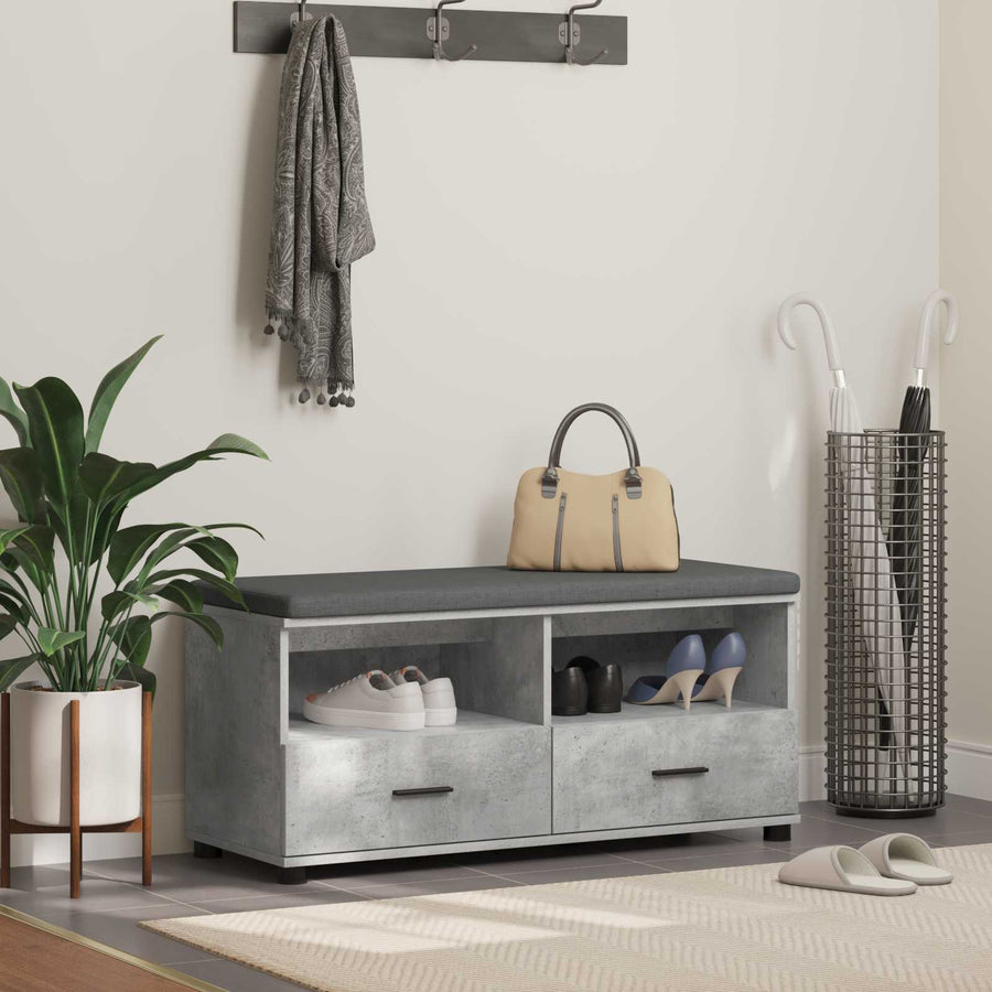 Halbank met kussen met lade Beton Grijs 100 x 38 x 46 cm