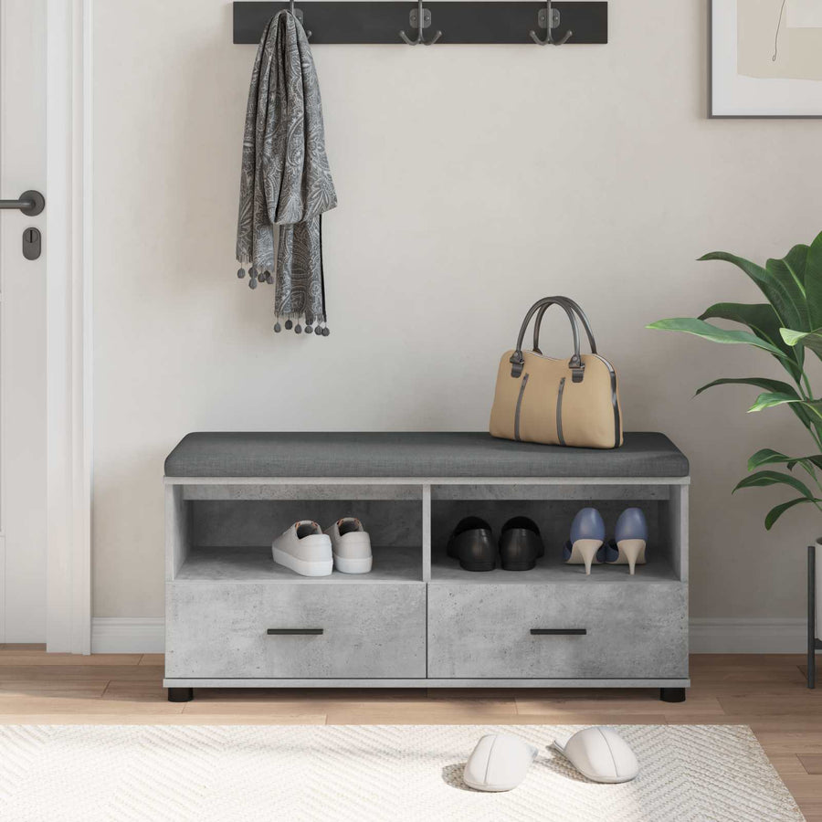 Halbank met kussen met lade Beton Grijs 100 x 38 x 46 cm