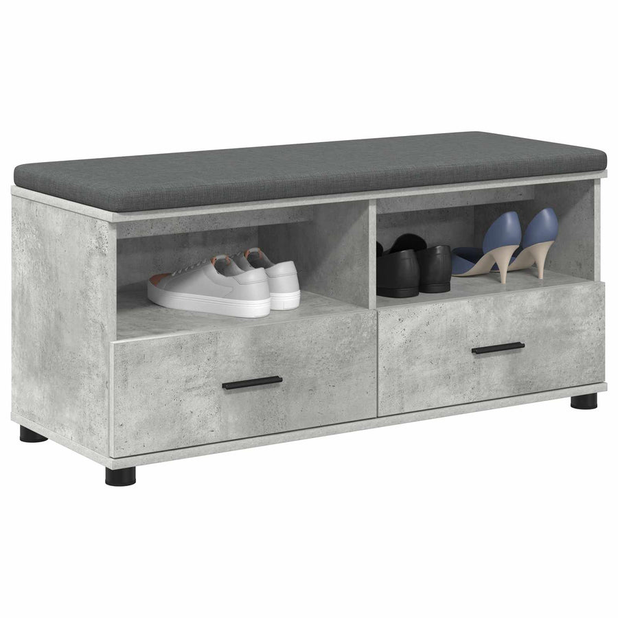 Halbank met kussen met lade Beton Grijs 100 x 38 x 46 cm