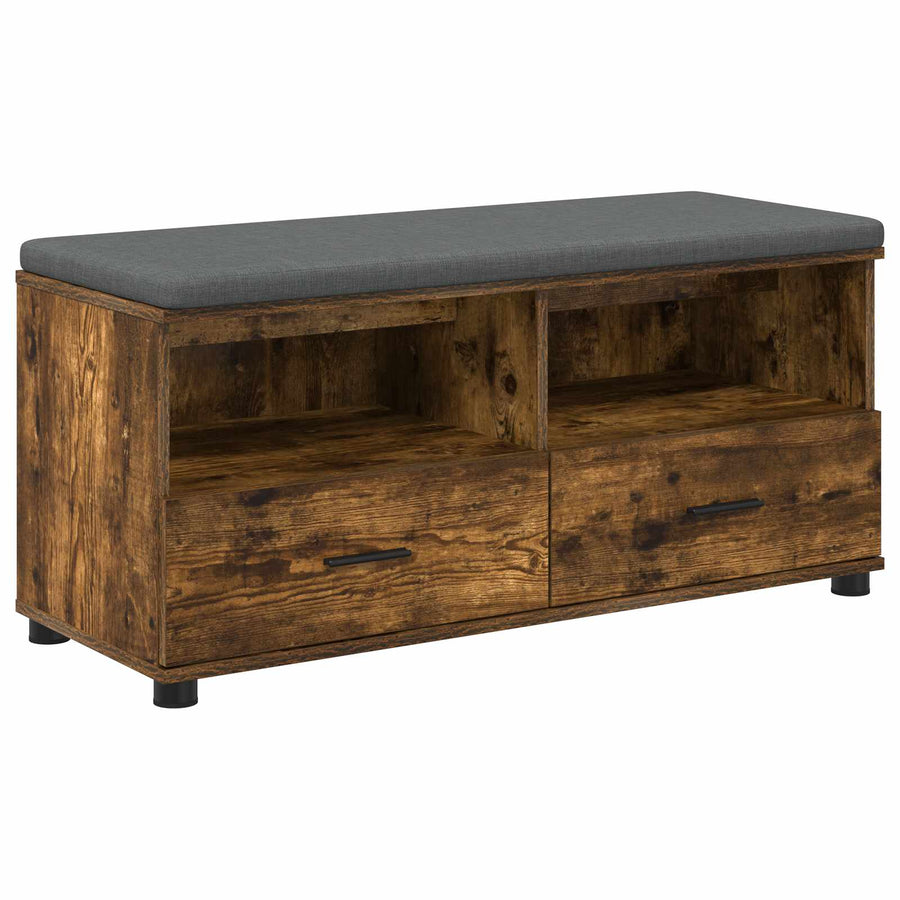 Halbank met kussen met lade Gerookt eiken 100 x 38 x 46 cm