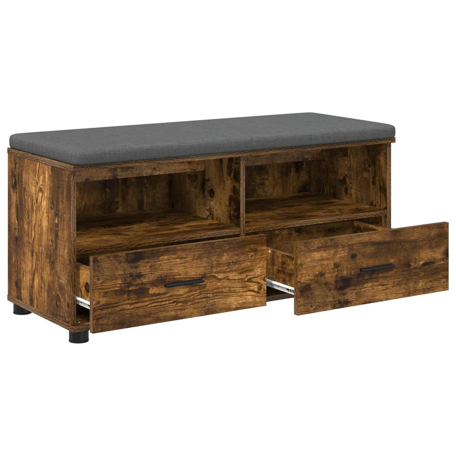 Halbank met kussen met lade Gerookt eiken 100 x 38 x 46 cm