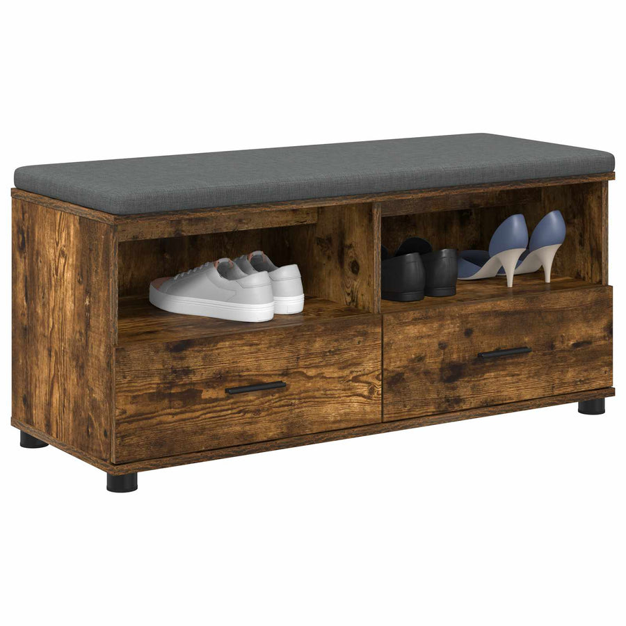 Halbank met kussen met lade Gerookt eiken 100 x 38 x 46 cm