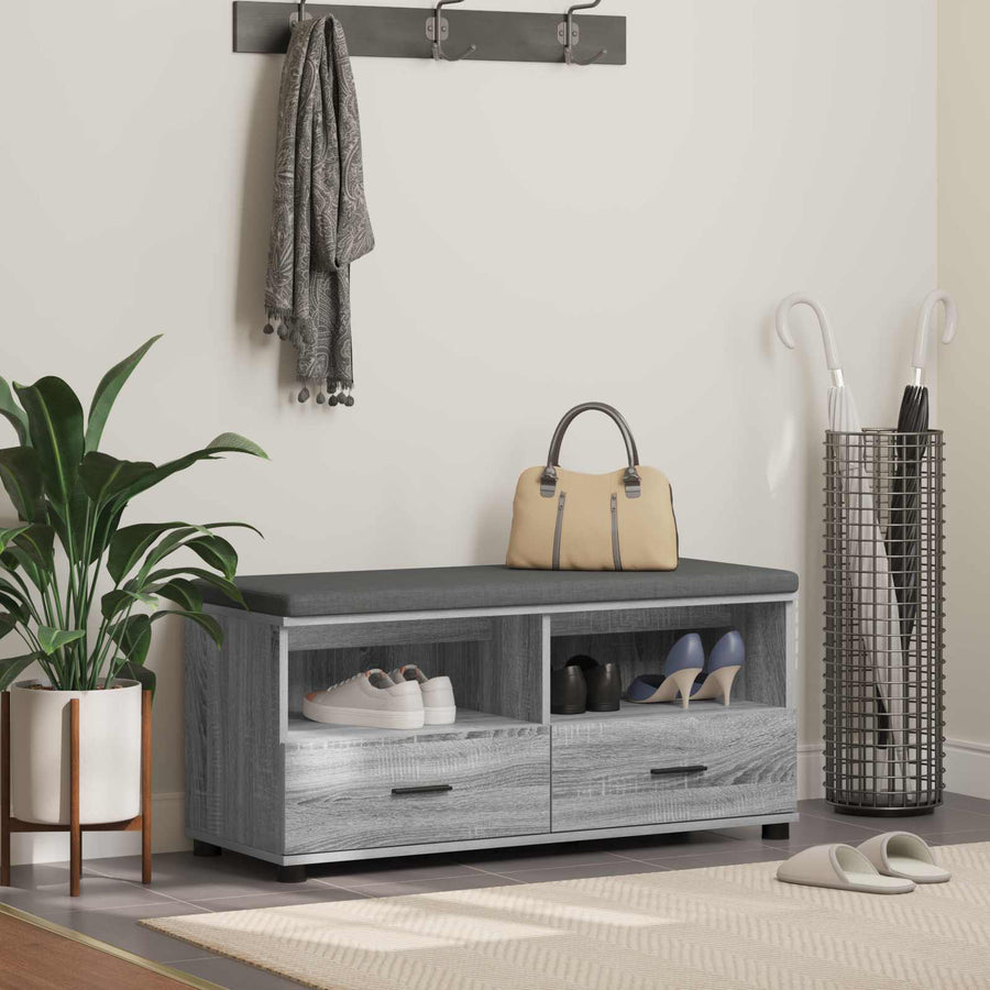 Halbank met kussen met lade Grijs Sonoma 100 x 38 x 46 cm