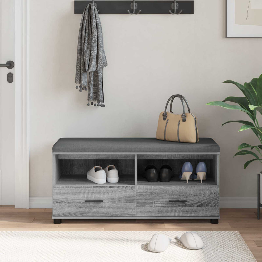 Halbank met kussen met lade Grijs Sonoma 100 x 38 x 46 cm
