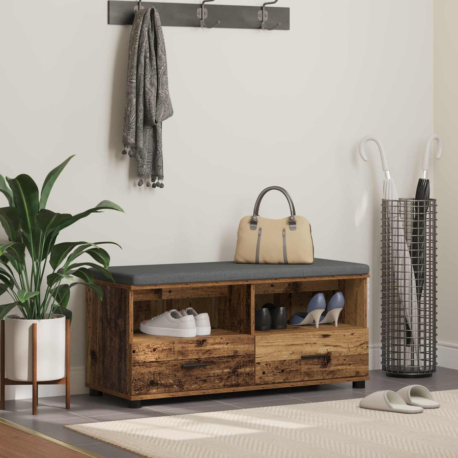 Halbank Oudhout 100 x 38 x 46 cm Spaanplaat en Bekledingsstof