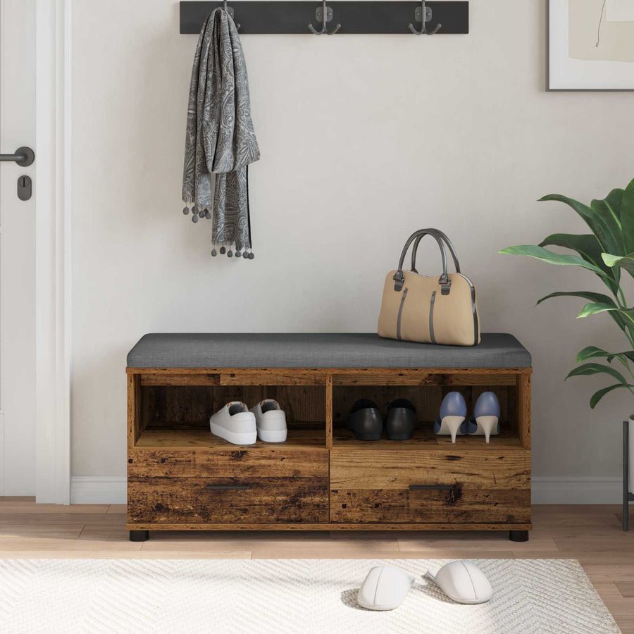 Halbank Oudhout 100 x 38 x 46 cm Spaanplaat en Bekledingsstof