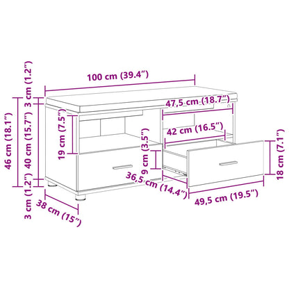 Halbank Oudhout 100 x 38 x 46 cm Spaanplaat en Bekledingsstof