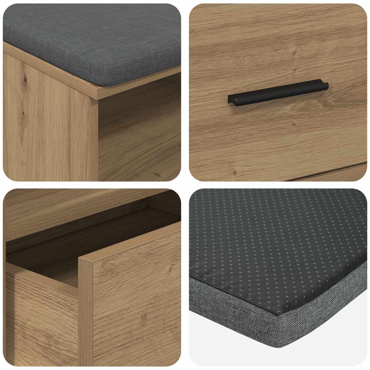 Halbank met kussen met lade Artisan Eiken 100 x 38 x 46 cm